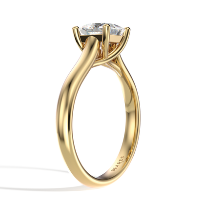 Classic Four Claw Solitaire Princess Cut Yellow Gold