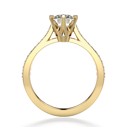 Classic Six Claw Solitaire Pavé Yellow Gold