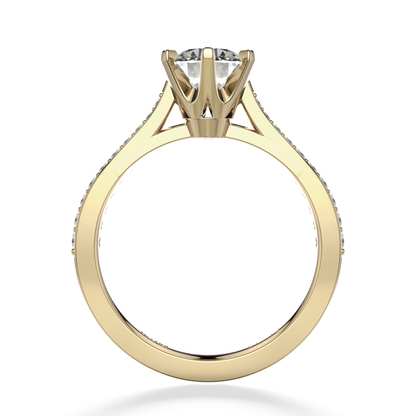 Classic Six Claw Solitaire Pavé Yellow Gold