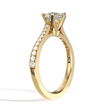 Classic Six Claw Solitaire Pavé Yellow Gold