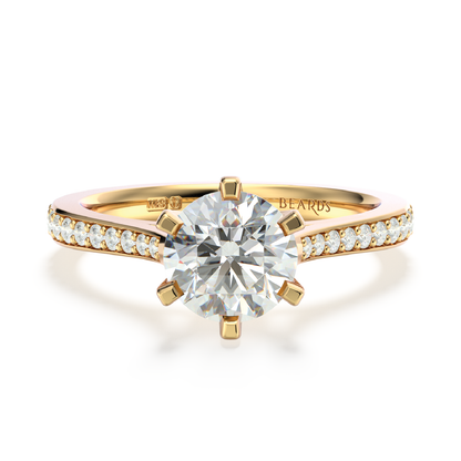 Classic Six Claw Solitaire Pavé Yellow Gold