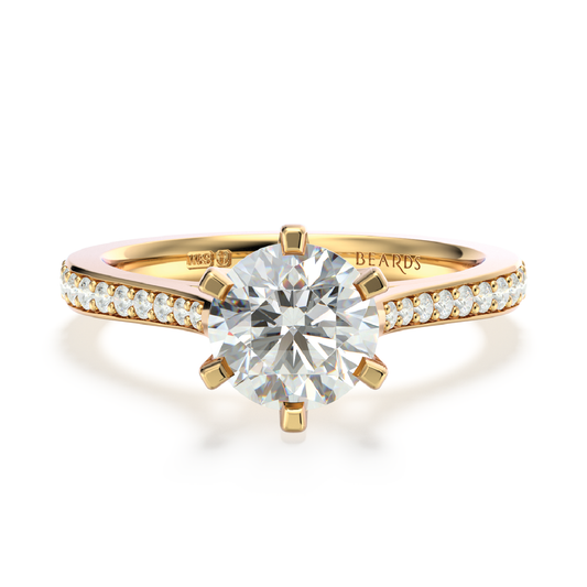 Classic Six Claw Solitaire Pavé Yellow Gold
