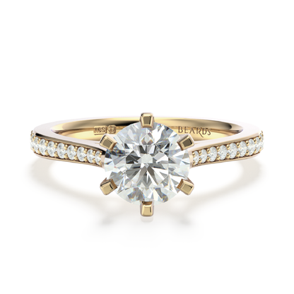 Classic Six Claw Solitaire Pavé Yellow Gold