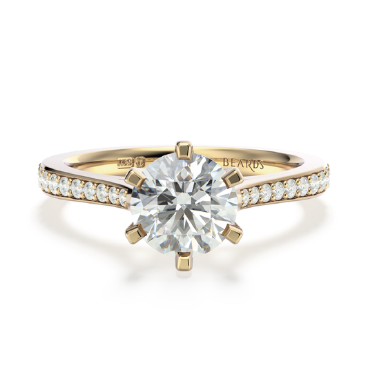 Classic Six Claw Solitaire Pavé Yellow Gold
