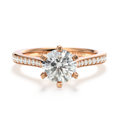 Classic Six Claw Solitaire Pavé Rose Gold