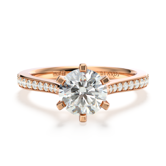 Classic Six Claw Solitaire Pavé Rose Gold