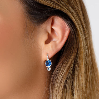 DOWER & HALL Cobalt Blue Hammered Hoop Earrings TWE35-S-COBALT
