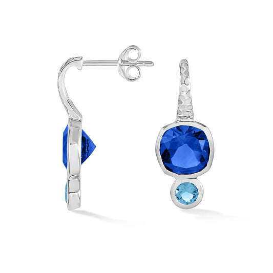 DOWER & HALL Cobalt Blue Hammered Hoop Earrings TWE35-S-COBALT