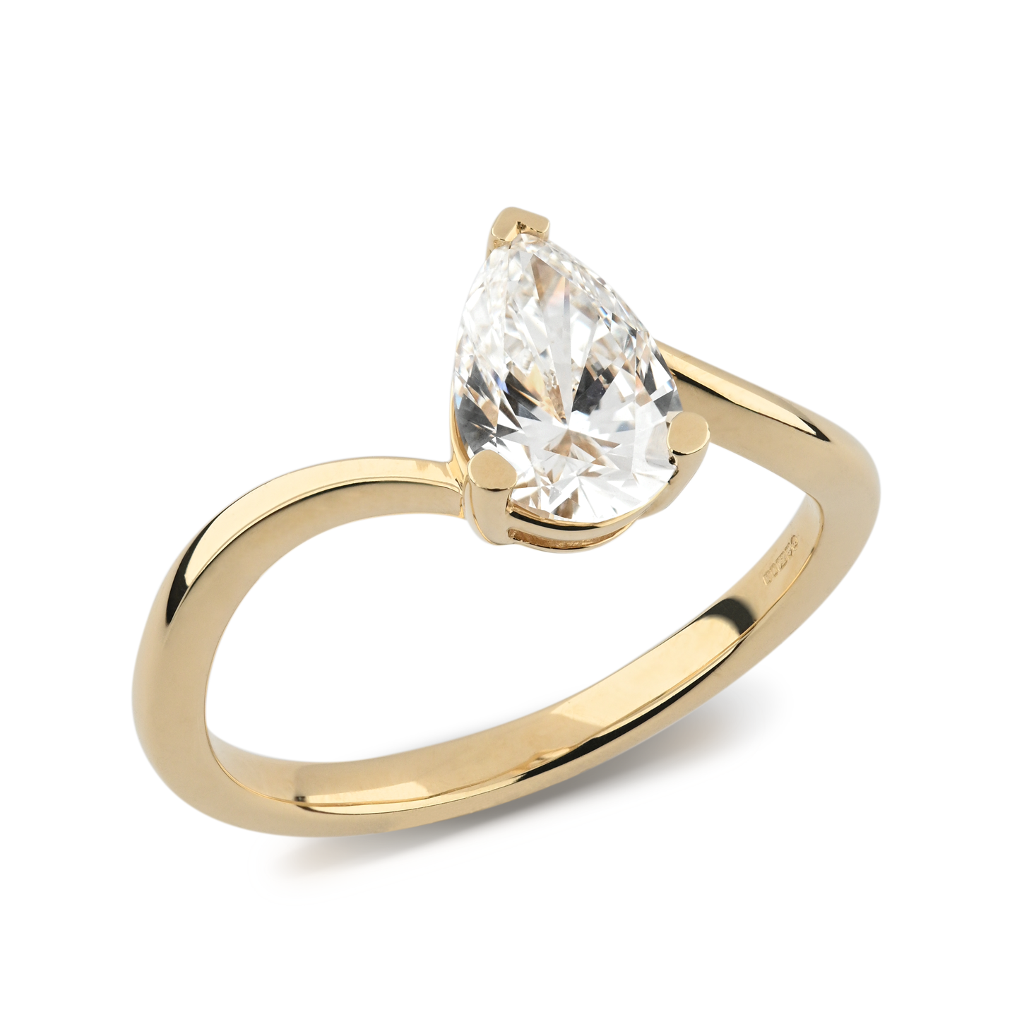 Beards 18kt Yellow Gold Lab-Grown Pear-Cut Twist Ring