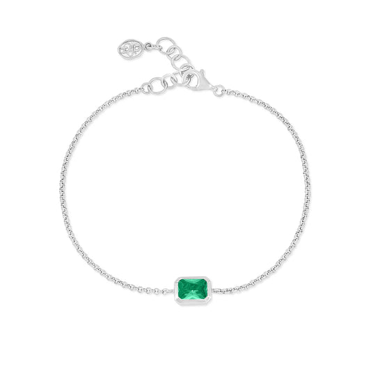 DOWER & HALL Green Garnet Octagon Chain Bracelet HHB90-S-GG