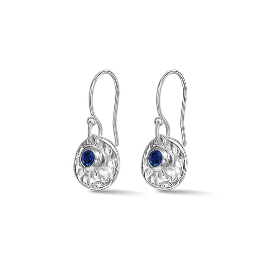 DOWER & HALL Hammered Disc &amp; Blue Sapphire Array Earrings TWE20-S-BSAPP