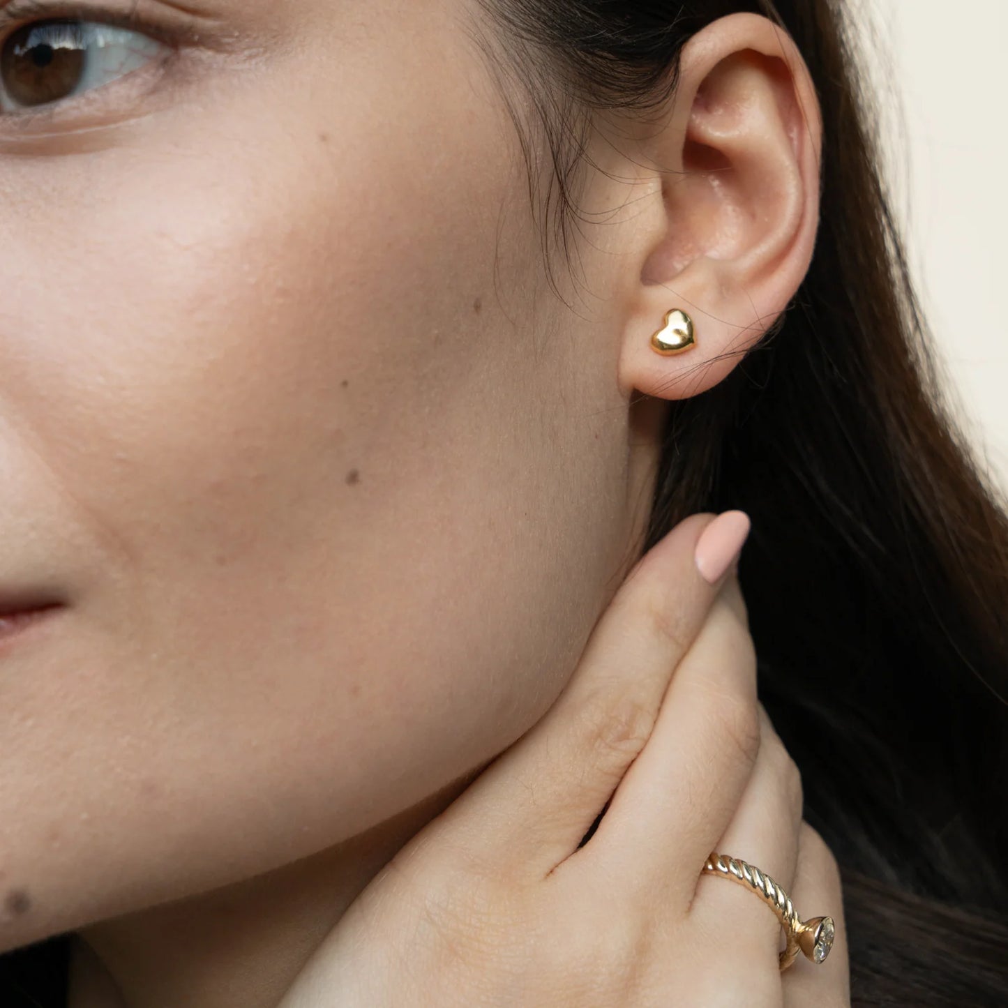 DOWER & HALL Mini Puff Heart Studs PEBE30-S
