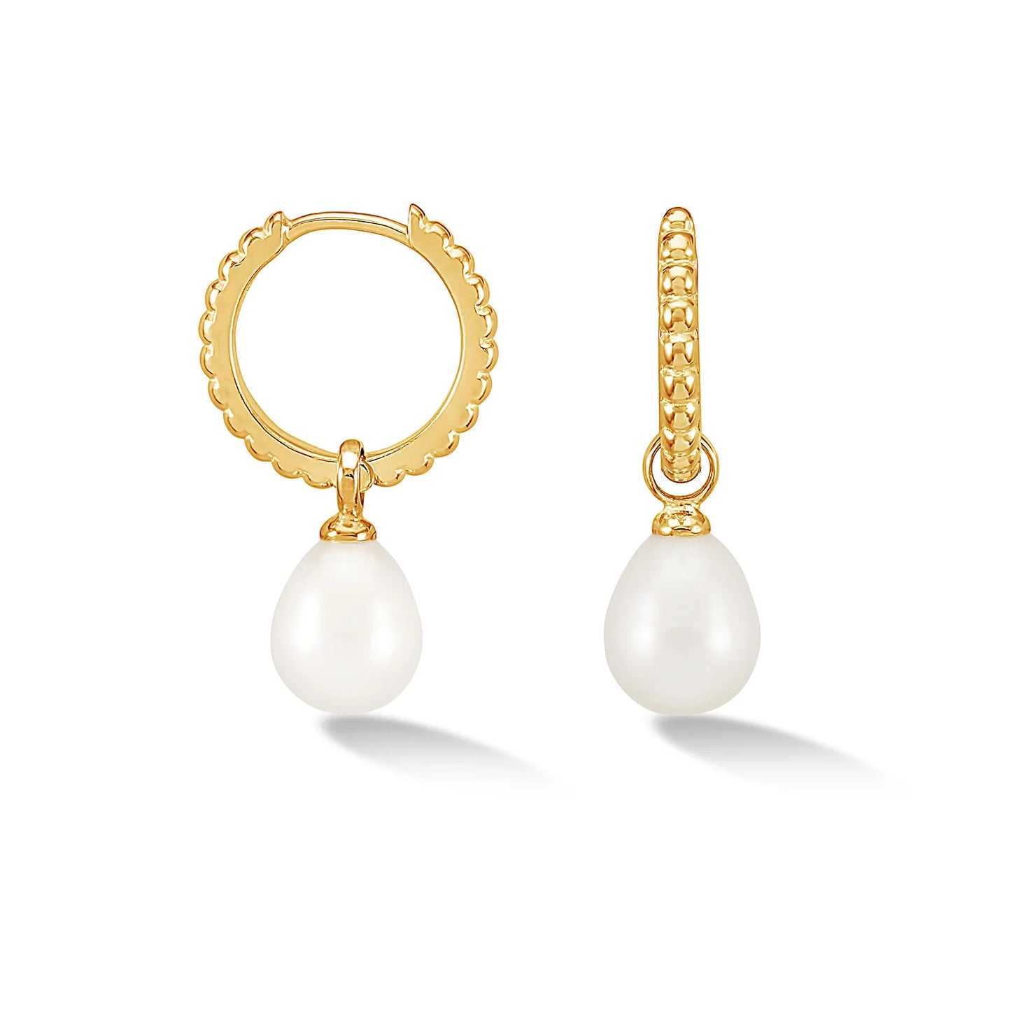 DOWER & HALL Timeless Oval Pearl Charm Hoops SCDE10-V-WP