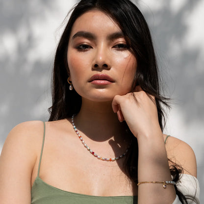 DOWER & HALL Timeless Oval Pearl Charm Hoops SCDE10-V-WP