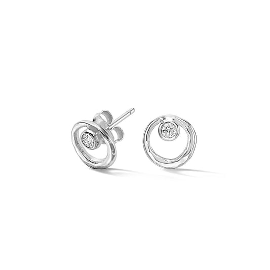 DOWER & HALL White Sapphire Circle Dewdrop Studs DNE224-S-WT