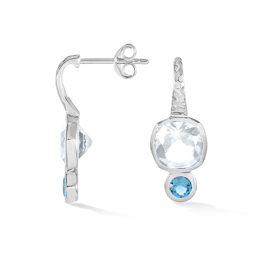 DOWER & HALL White Topaz Hammered Hoop Earrings TWE35-S-WT