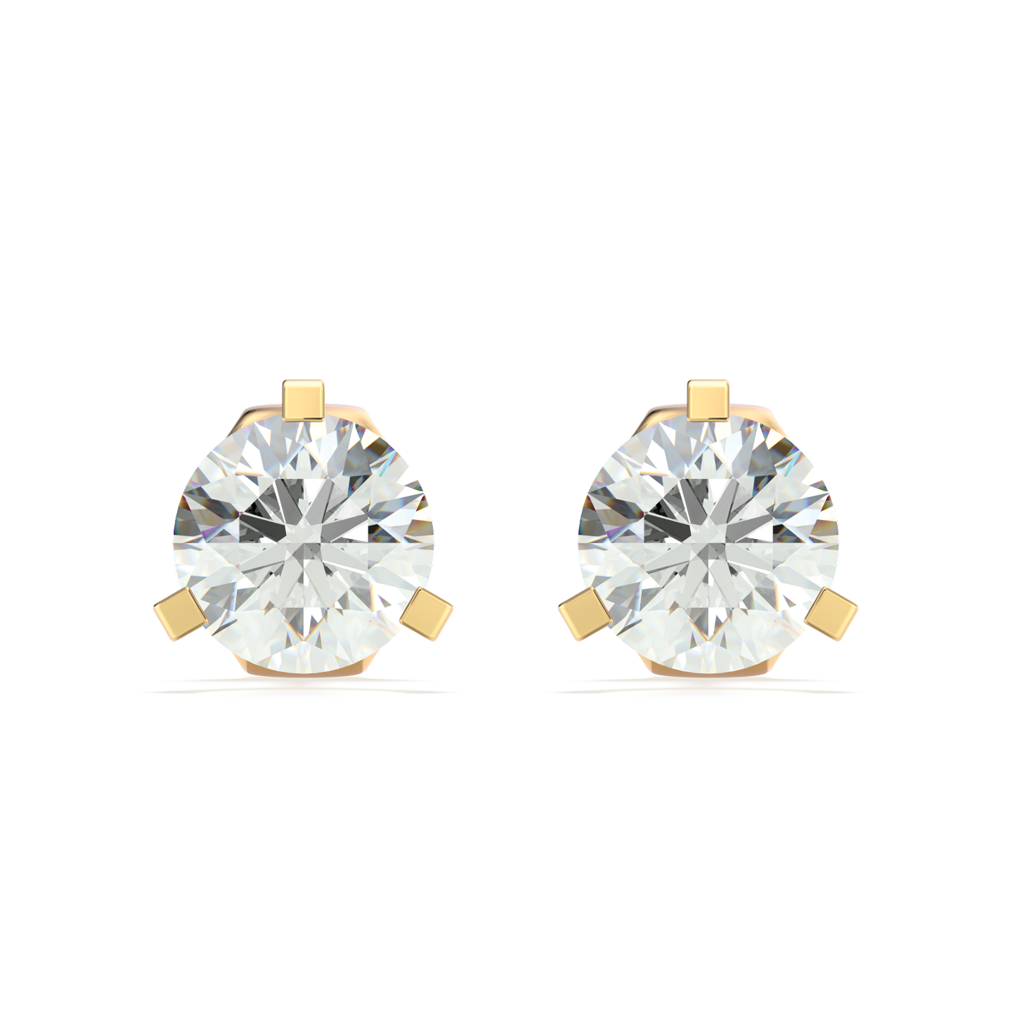 Beards Three Claw Diamond Studs 18k Yellow Gold