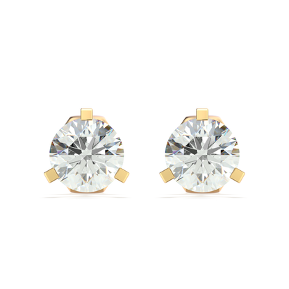 Beards Three Claw Diamond Studs 18k Yellow Gold