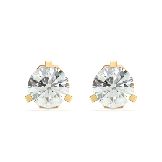 Beards Three Claw Diamond Studs 18k Yellow Gold