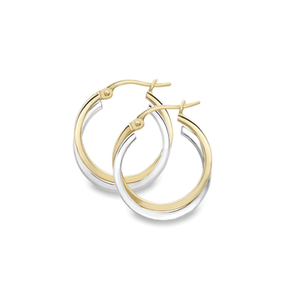 Beards 9ct Yellow & White Gold Hoop Earrings Small EA029