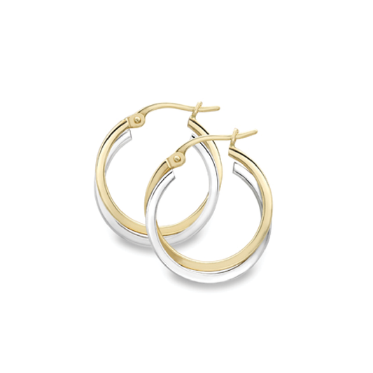 Beards 9ct Yellow & White Gold Hoop Earrings Small EA029