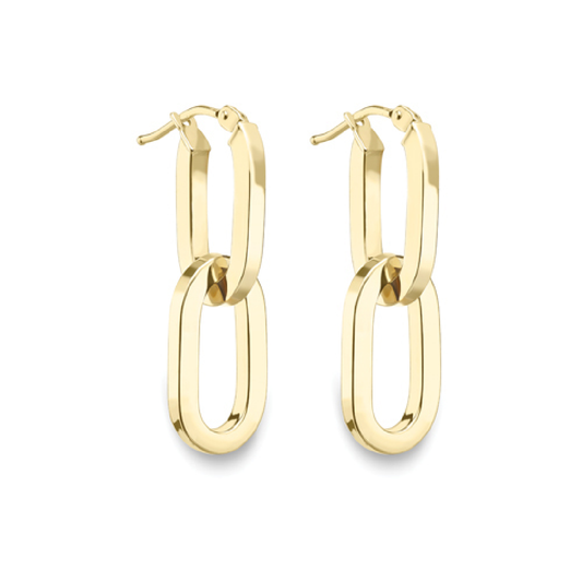 Beards 9ct Yellow Gold Drop Hoop Earrings EA051