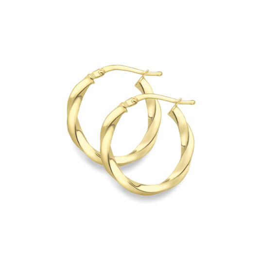 Beards 9ct Yellow Gold Twisted Hoop Earrings EA175