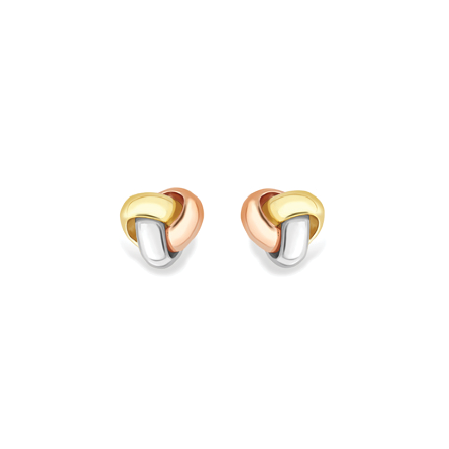 Beards 9ct Three Tone Gold Knot Earrings EA244