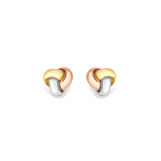 Beards 9ct Three Tone Gold Knot Earrings EA244