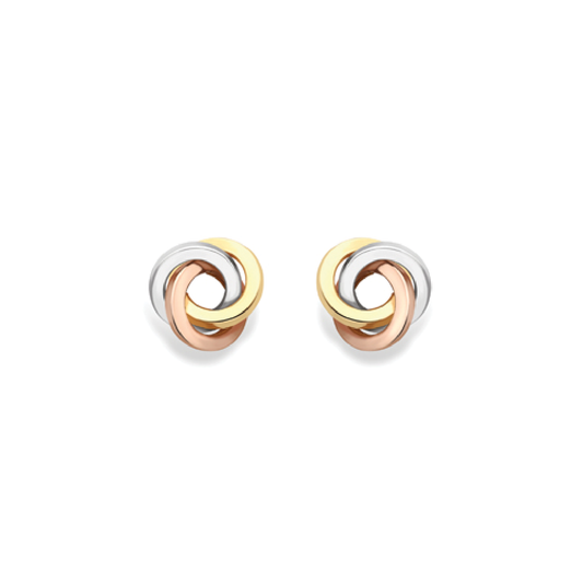 Beards 9ct Three Tone Gold Knot Earrings EA245