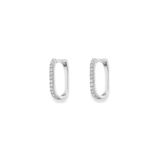 Beards 9ct White Gold Diamond Huggie Hoops EA250