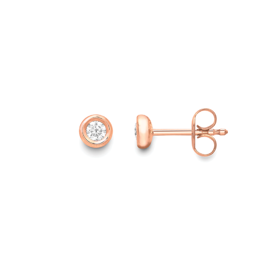 Beards 18ct Rose Gold Diamond Studs EG073