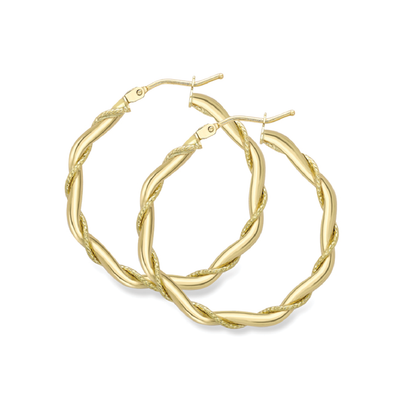 Beards 9ct Yellow Gold Twist Hoop Earrings ER324