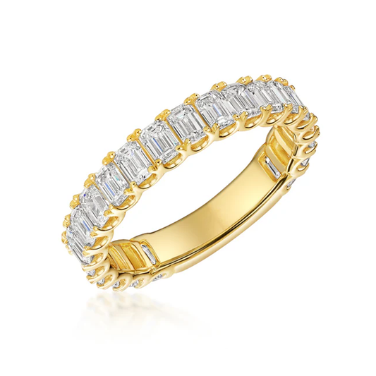 Beards 18k Yellow Gold Emerald Cut Lab-Grown 3/4 Eternity