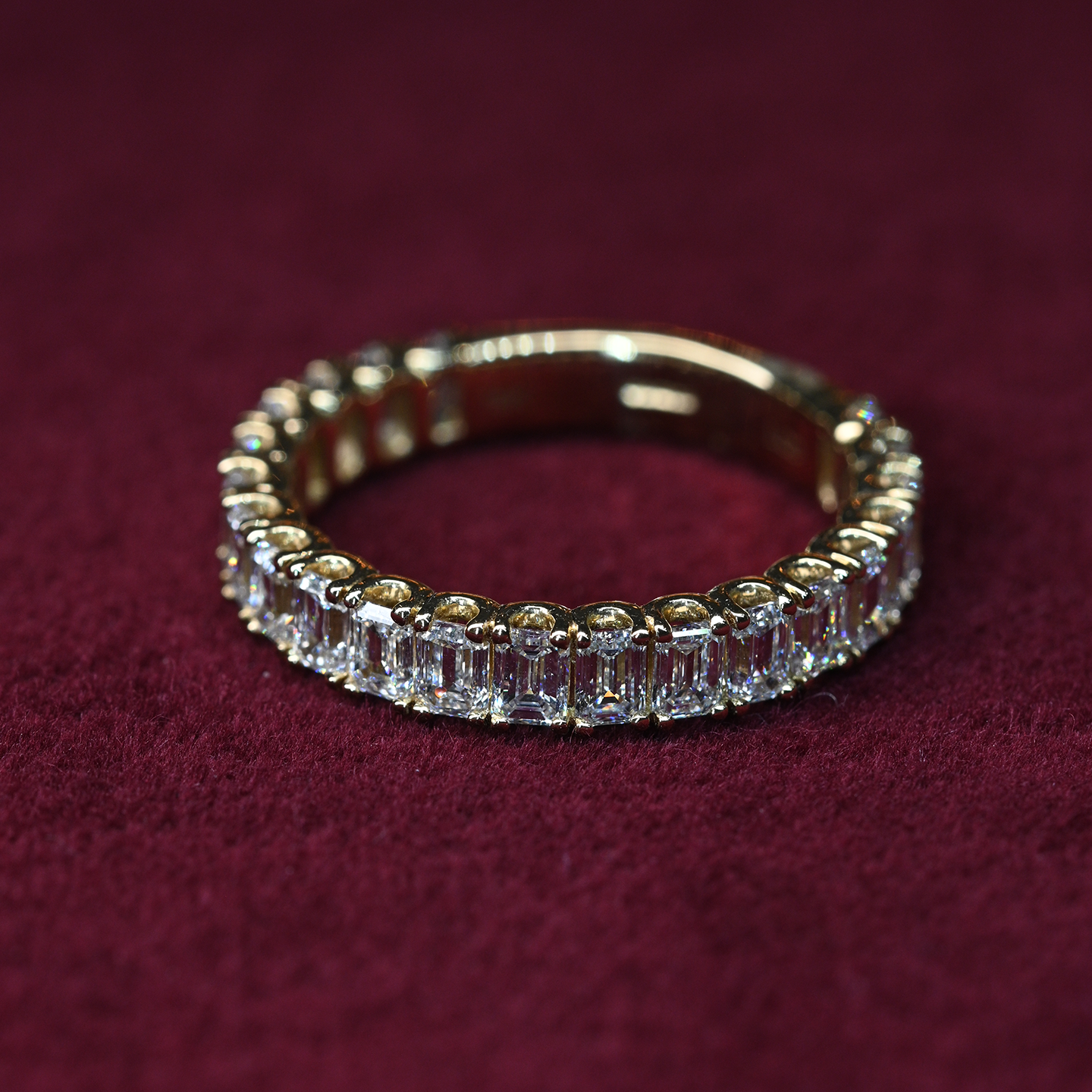 Beards 18k Yellow Gold Emerald Cut Lab-Grown 3/4 Eternity