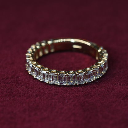 Beards 18k Yellow Gold Emerald Cut Lab-Grown 3/4 Eternity