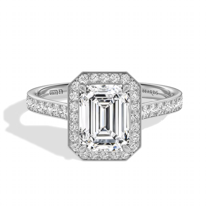 Classic Emerald Cut Halo Platinum Pavé