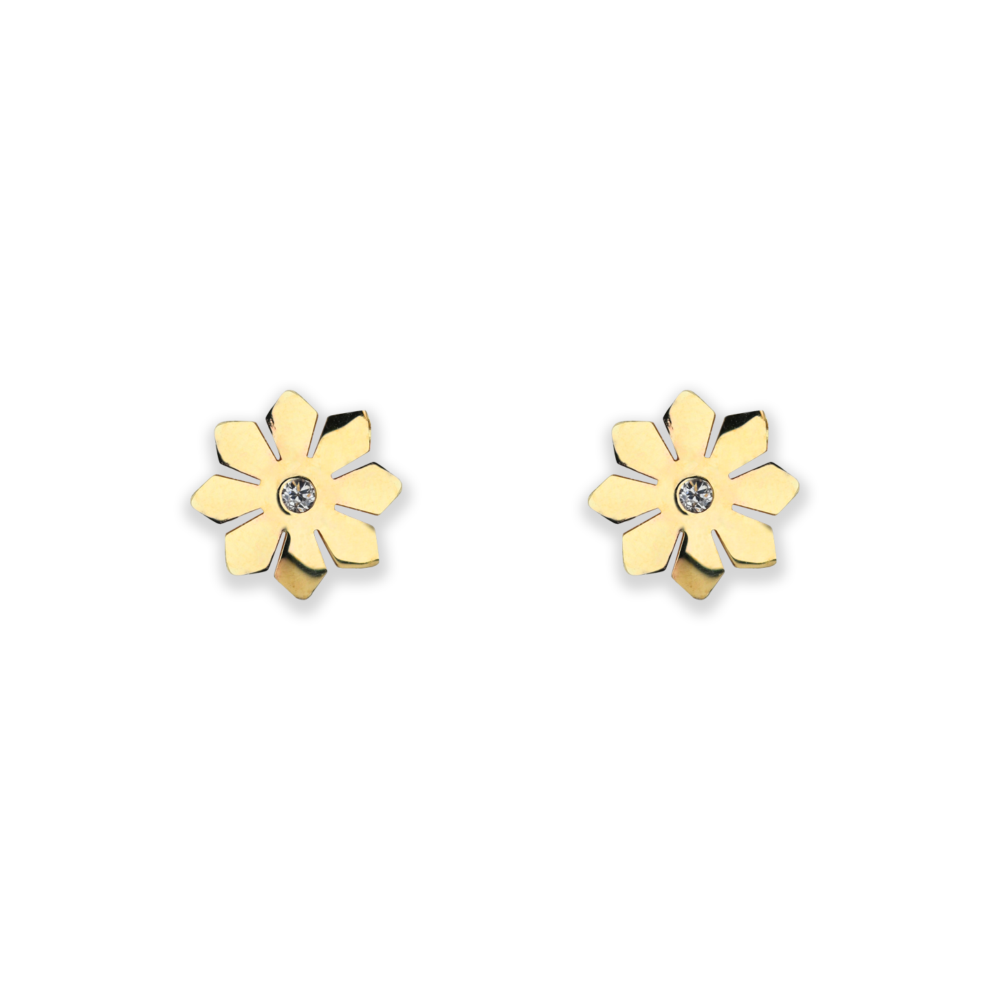 Beards Floral Ear Studs Yellow Gold SE652