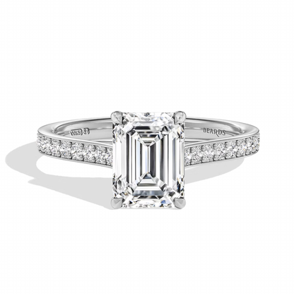 Classic Four Claw Emerald Cut Platinum Pavé
