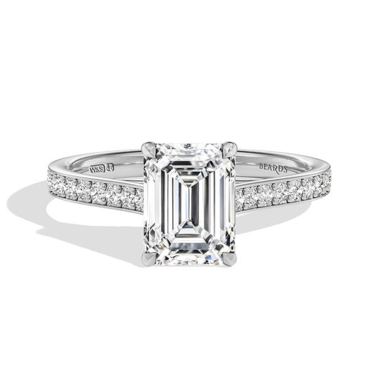 Classic Four Claw Emerald Cut Platinum Pavé
