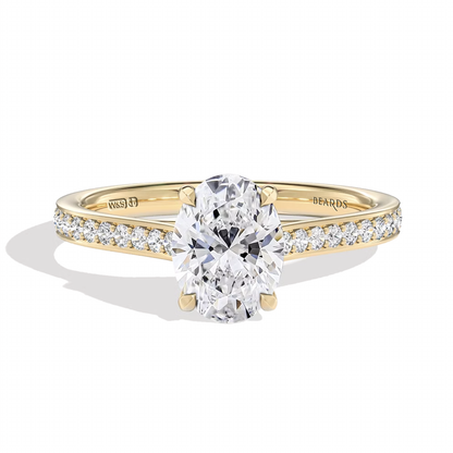 Classic Four Claw Oval Cut Yellow Gold Pavé
