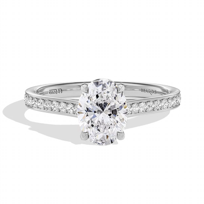 Classic Four Claw Oval Cut Platinum Pavé
