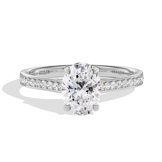 Classic Four Claw Oval Cut Platinum Pavé