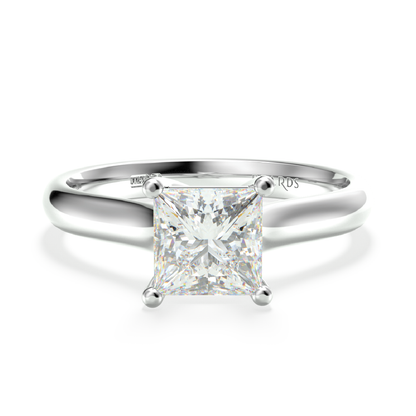 Classic Four Claw Solitaire Princess Cut Platinum