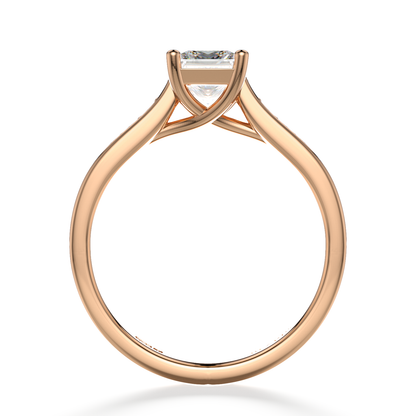 Classic Four Claw Solitaire Princess Cut Pavé Rose Gold