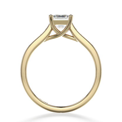 Classic Four Claw Solitaire Princess Cut Pavé Yellow Gold
