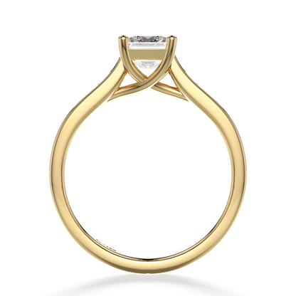 Classic Four Claw Solitaire Princess Cut Pavé Yellow Gold
