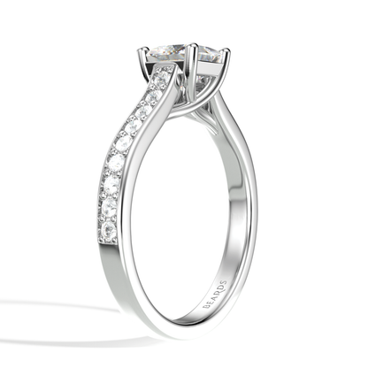 Classic Four Claw Solitaire Princess Cut Pavé Platinum