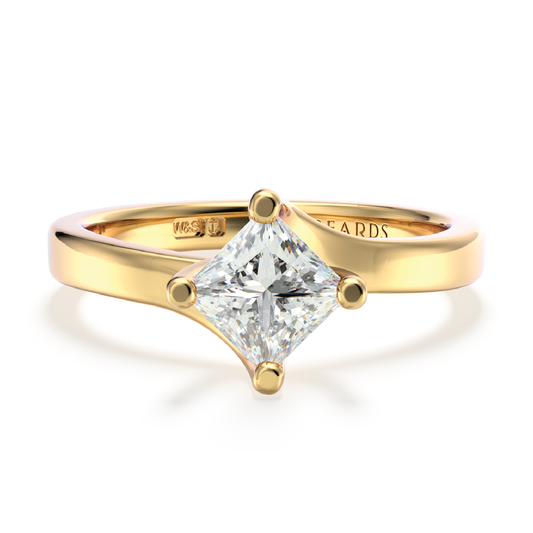 Classic Twist Solitaire Princess Cut Yellow Gold