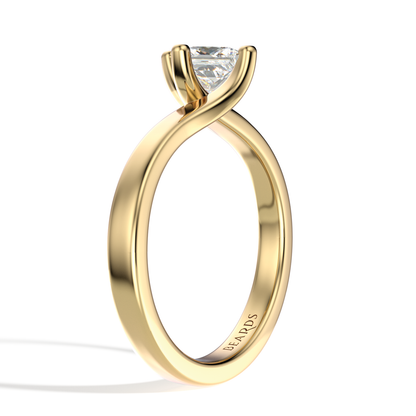 Classic Twist Solitaire Princess Cut Yellow Gold